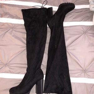 Over the knee faux suede boots